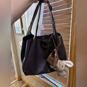 Steve Madden Brown Tote with Bunny Charm